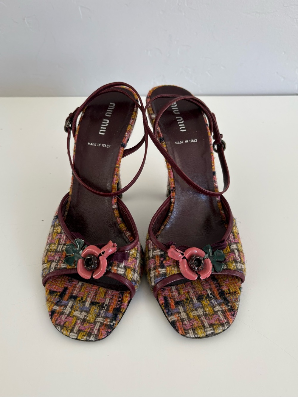 Auth VTG Y2K MIU MIU Tweed Heels